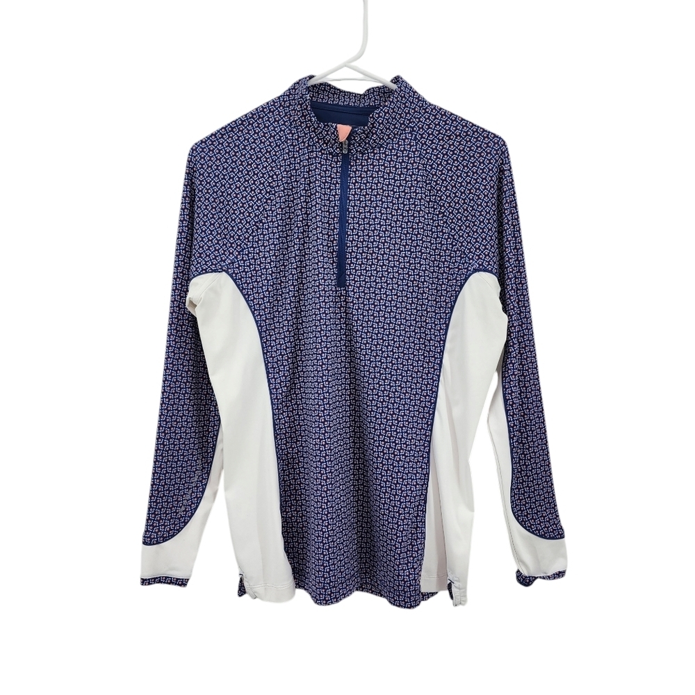 Peter Millar Women's Poly Stretch  Zip Raglan Long Sleeve Sun Shirt - M